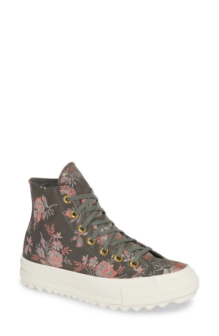 Women's Converse Chuck Taylor All Star Lift Ripple Parkway Floral High Top Sneaker .5 M - Grey