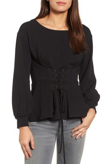 Women's Halogen Corset Detail Top - Black
