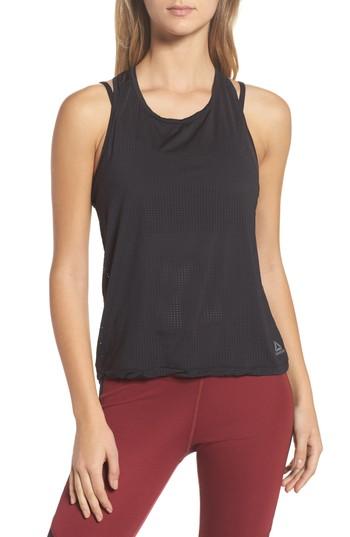 Women's Reebok Perforated Racerback Tank, Size - Black
