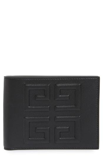 Men's Givenchy Embossed 4g Leather Bifold Wallet - Black