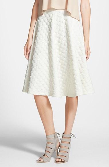 Joa Polka Dot Midi Skirt Ivory