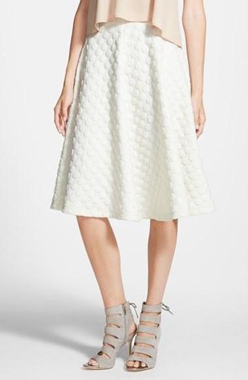 Joa Polka Dot Midi Skirt Ivory