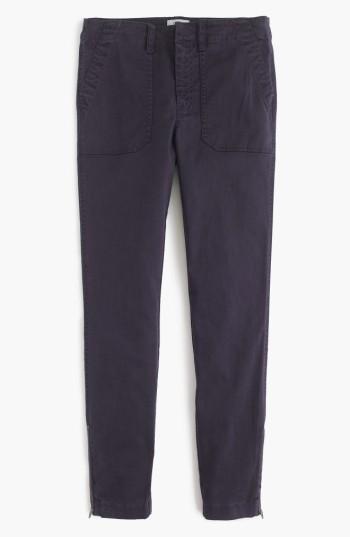 Petite Women's J.crew Zip Ankle Stretch Skinny Cargo Pants P - Blue
