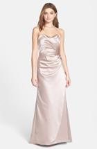 Women's Dessy Collection Strapless Matte Satin Trumpet Dress - Beige