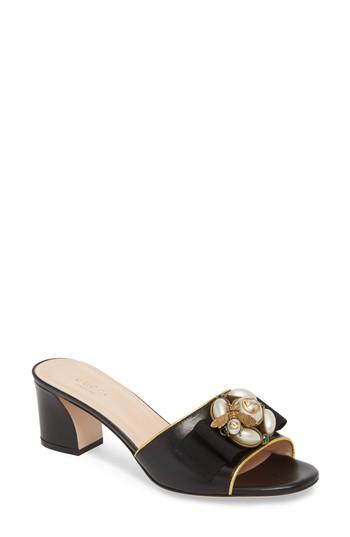 Women's Gucci Etoile Bee Embellished Slide Sandal .5us / 34.5eu - Black