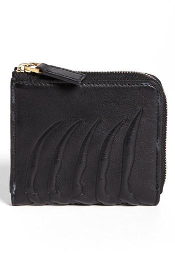 Men's Alexander Mcqueen Rib Cage Leather Half Zip Wallet - Black