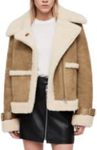 Women's Allsaints Farley Genuine Shearling Jacket - Beige