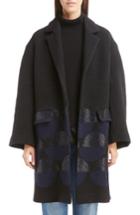 Women's Dries Van Noten Dot Print Wool Blend Coat - Black