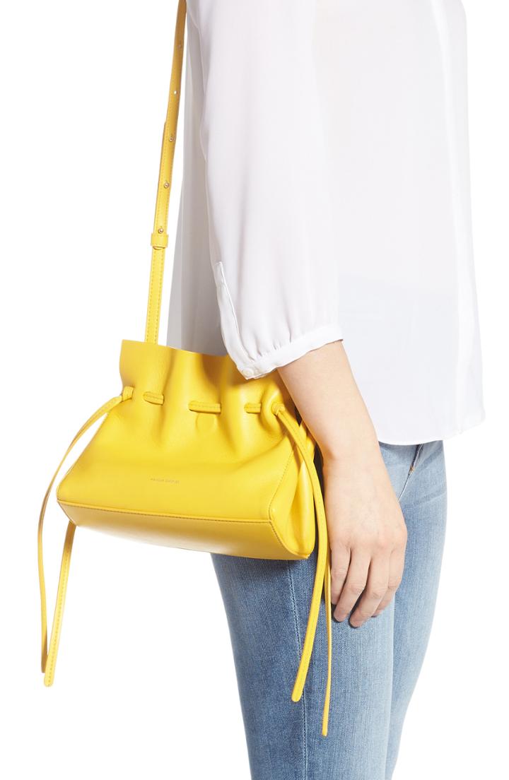 Mansur Gavriel Mini Lambskin Leather Drawstring Bag - Yellow