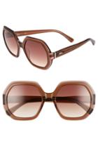 Women's Longchamp Heritage 55mm Gradient Lens Geometric Sunglasses - Brown/ Rose