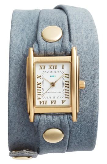 Women's La Mer Collections Leather Wrap Strap Watch, 22mm