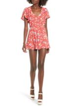 Women's Row A Floral Romper - Red