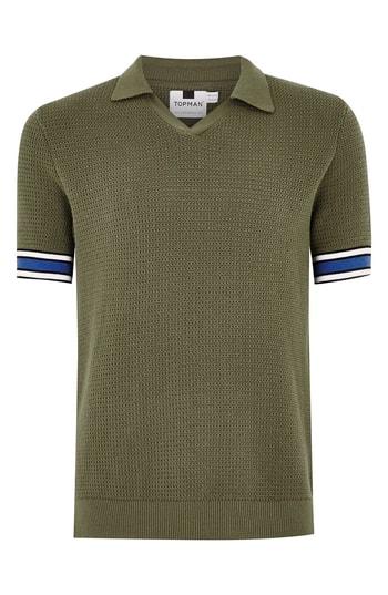 Men's Topman Revere Collar Polo, Size - Green