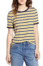 Women's Socialite Stripe Rib Knit Ringer Tee - Ivory