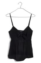 Women's Madewell Tie Front Keyhole Silk Camisole - Black