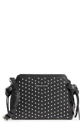 Michael Michael Kors Lenox Studded Leather Crossbody Bag - Black