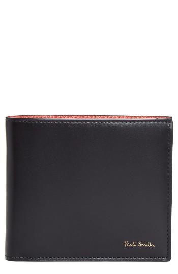 Men's Paul Smith Leopard Print Billfold Wallet - Black