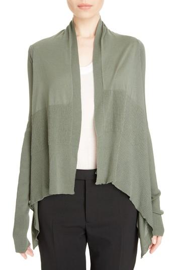 Women's Rick Owens Merino Wool Drape Crop Cardigan - Green