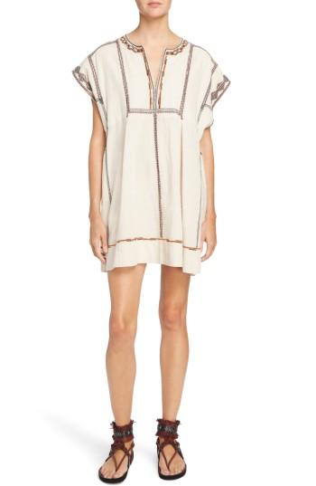 Women's Isabel Marant Etoile Belissa Embroidered Shift Dress Us / 34 Fr - Beige