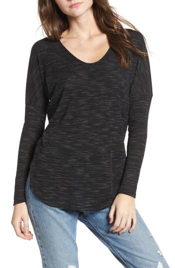 Women's Soprano Scoop Neck Space Dye Tee - Black