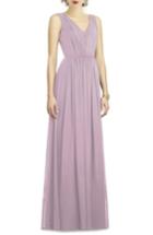 Women's Dessy Collection Shirred Shimmer Chiffon Gown - Purple