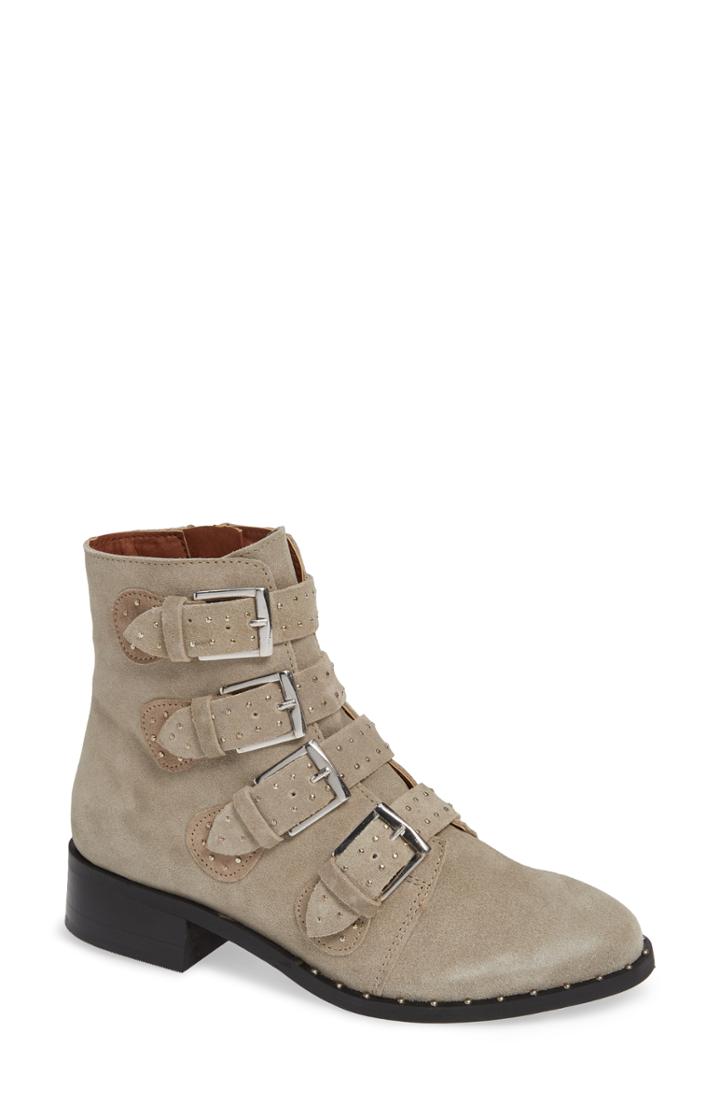 Women's Black Suede Studio Layla Moto Bootie .5 M - Beige