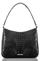Brahmin Noelle Croc Embossed Leather Hobo Bag - Black