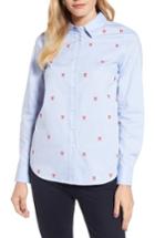 Women's Draper James Embroidered Bow Button Down Shirt - Blue