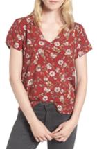 Women's Hinge Floral V-neck Top, Size - Red