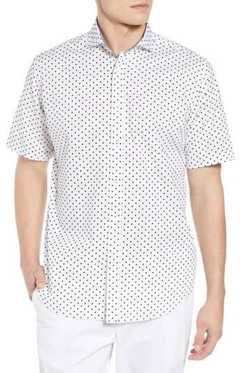 Men's Bugatchi Classic Fit Diamond Dot Sport Shirt - White