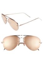 Women's Linda Farrow 60mm Mirrored 18 Karat Gold Aviator Sunglasses -