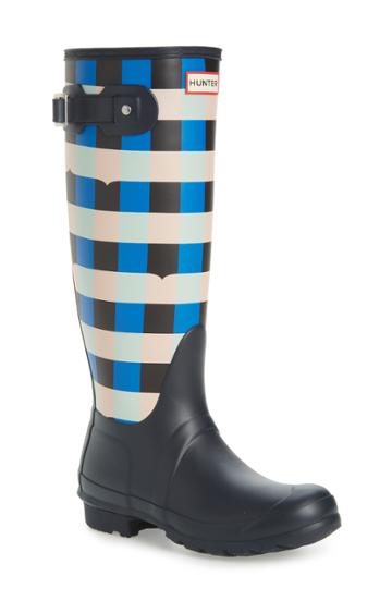Women's Hunter Original Tall Gingham Waterproof Rain Boot M - Blue