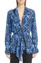 Women's Chloe Geometric Print Silk Blouse Us / 34 Fr - Blue