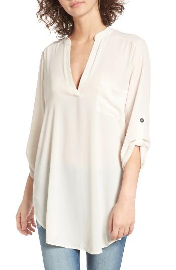 Women's Lush Perfect Roll Tab Sleeve Tunic - Ivory