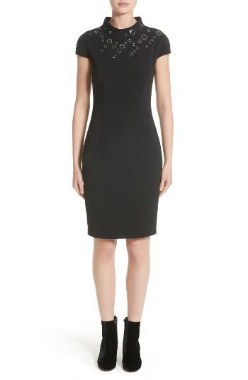 Women's St. John Collection Stretch Cady Funnel Neck Dress - Black
