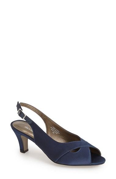 Women's David Tate 'palm' Slingback Satin Sandal .5 Ww - Blue