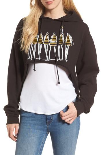 Women's Junk Food Stripe Dresses High/low Hoodie - Black