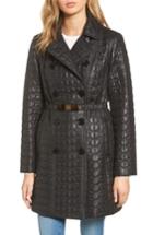 Women's Kate Spade New York Bow Belt Double-breasted Quilted Jacket - Black