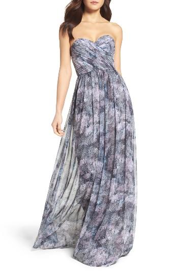 Women's Amsale Talisa Strapless Chiffon Gown