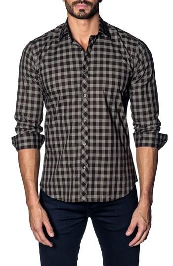 Men's Jared Lang Slim Fit Buffalo Check Sport Shirt - Brown