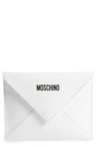 Moschino I Love You Script Leather Clutch/crossbody Bag - White