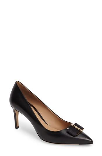 Women's Salvatore Ferragamo Ornament Bow Pointed Toe Pump .5 B - Black