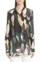Women's Lela Rose Wave Trim Stretch Poplin Shirt (similar To 14w) - White