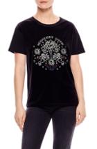 Women's Sandro Moonlight Lovers Embroidered Stretch Velvet Tee - Black