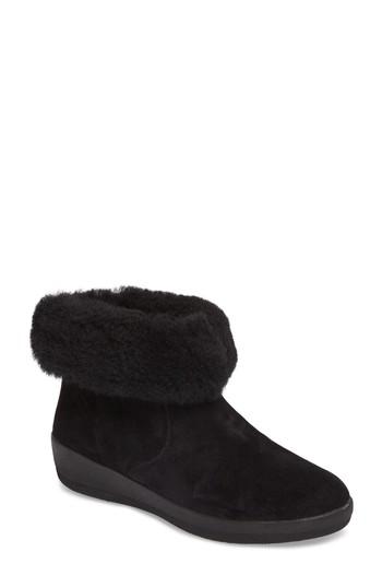 Women's Fitflop Skate Genuine Shearling Cuff Boot M - Black