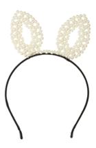 Cara Imitation Pearl Bunny Ears Headband, Size - Black