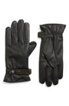 Women's Barbour Goatskin Leather Gloves - Black