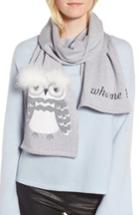 Women's Kate Spade New York Who Me Owl Merino Wool Muffler, Size - Grey