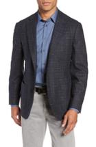 Men's Culturata Trim Fit Stretch Plaid Wool Sport Coat R - Blue
