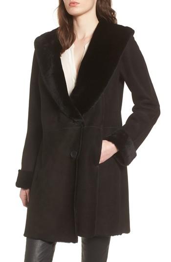 Women's Hiso Genuine Shearling Coat - Black